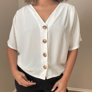 Express white button up loose fitting shirt - xs